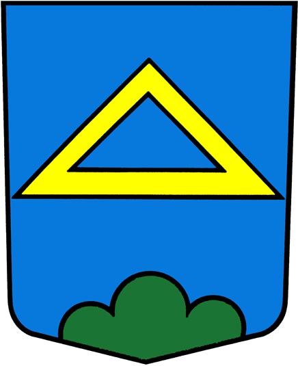 In Blau, über grünem Dreiberg, ein durchbrochenes goldenes Dreieck